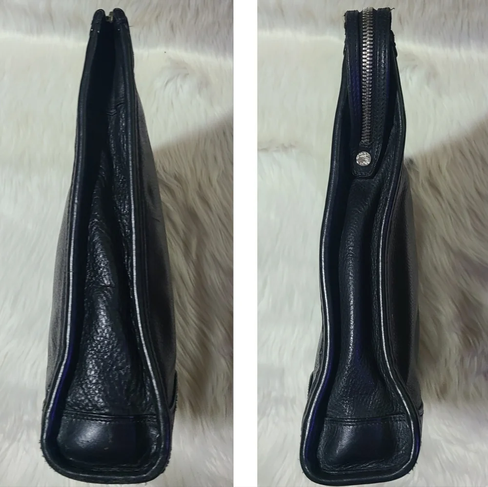 Vintage TUMI Black Leather Zippered Business Clutch